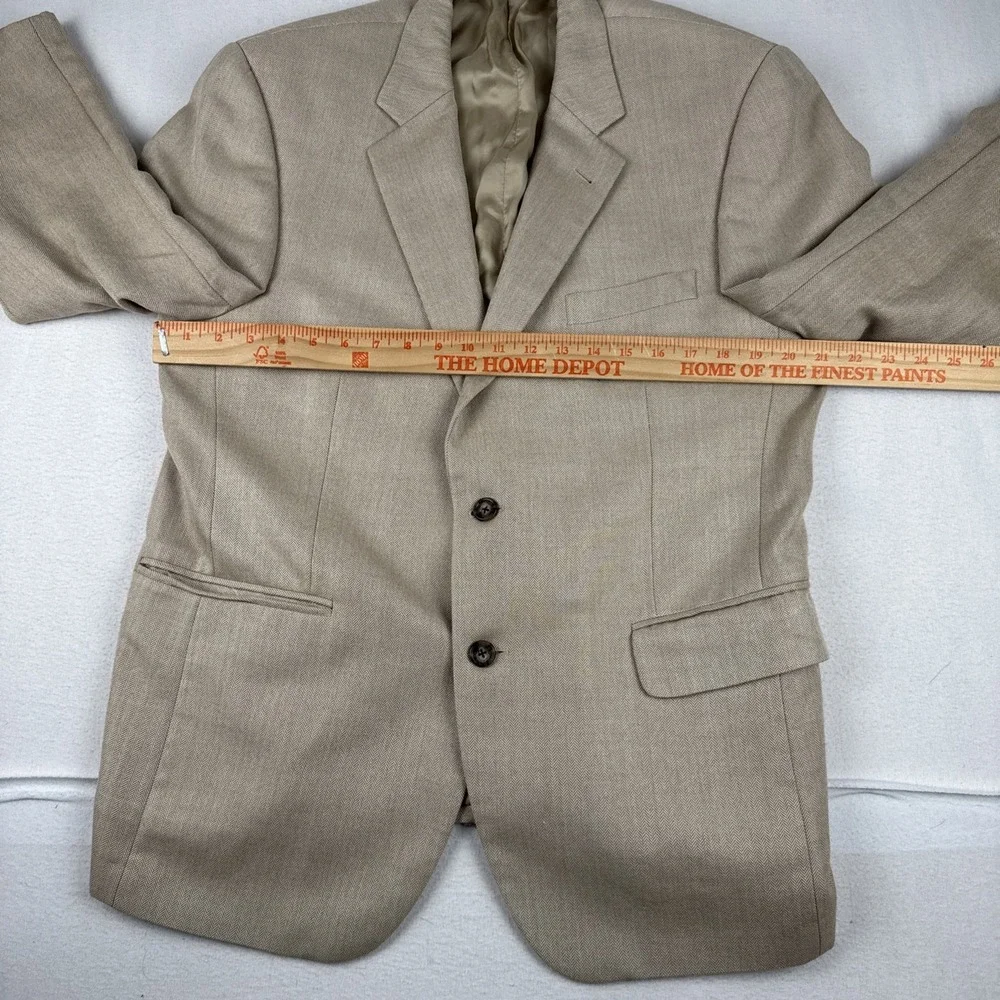 Jos A Bank Silk Camel Hair Mens Tan Herringbone Blazer 42S Casual preppy